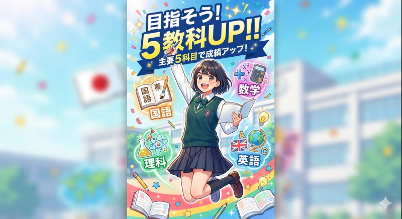 5教科の成績UPを当塾で目指しましょう